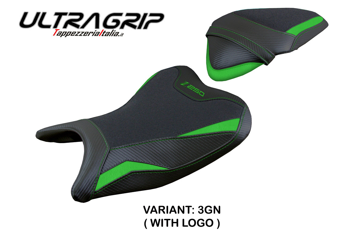 Kawasaki Z250 2019 2020 Seat Cover Tappezzeria Italia Ultragrip in Green and Black