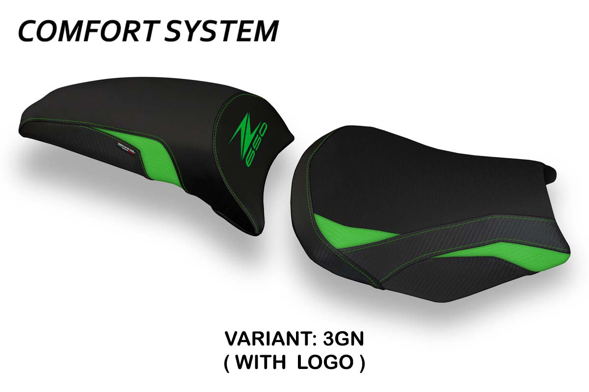 Tappezzeria Italia Kawasaki Z650 2017-2025 Seat Cover Comfort in Green and Black