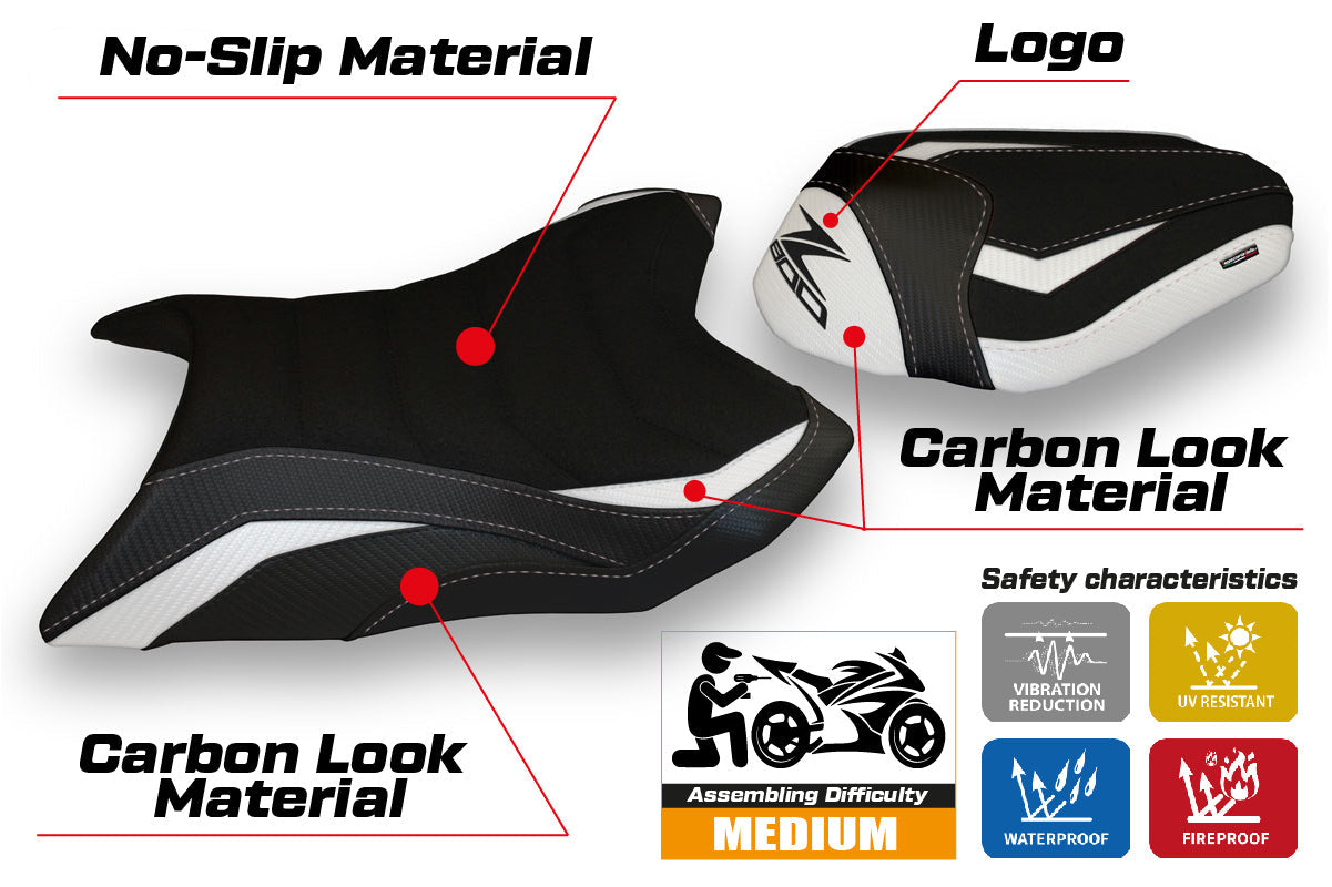 Tappezzeria Italia Kawasaki Z800 2013-2016 Seat Cover Ultragrip in White and Black