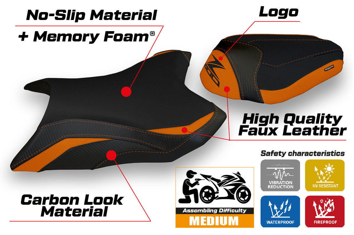 Tappezzeria Italia Kawasaki Z800 2013-2016 Seat Cover Comfort in Orange and Black