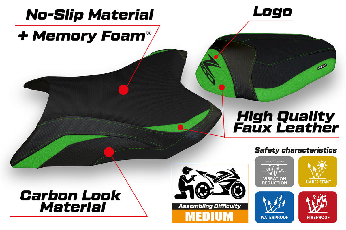 Tappezzeria Italia Kawasaki Z800 2013-2016 Seat Cover Comfort in Green and Black