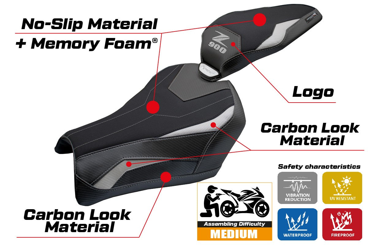 Tappezzeria Italia Kawasaki Z900 2025 Seat Cover Comfort Silver Black