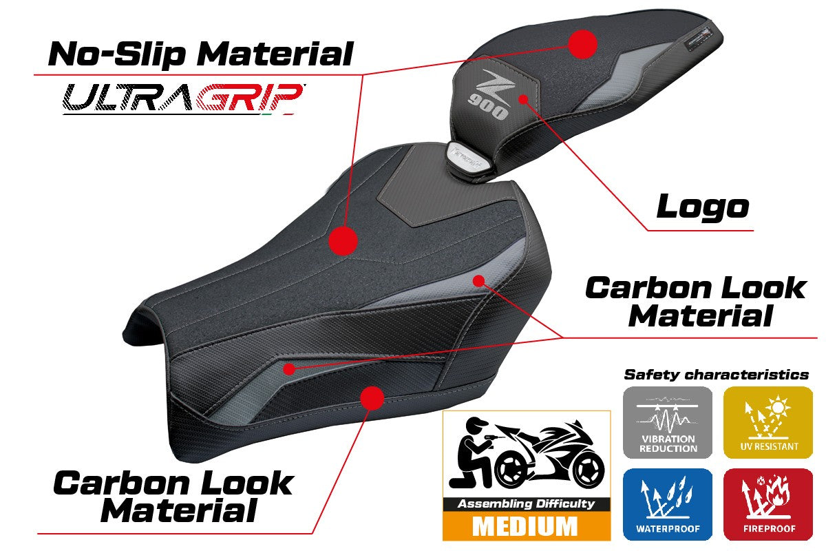 Kawasaki Z900 2025 Seat Cover Tappezzeria Ultragrip Grey Black