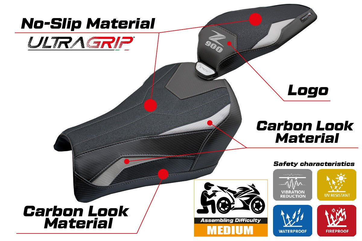 Tappezzeria Italia Kawasaki Z900 2025 Seat Cover Ultragrip Silver Black