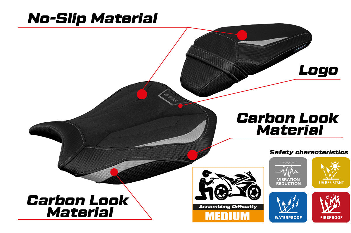 Tappezzeria Italia Kawasaki ZH2 Z H2 2020-2025 Seat Cover Ultragrip Silver Black