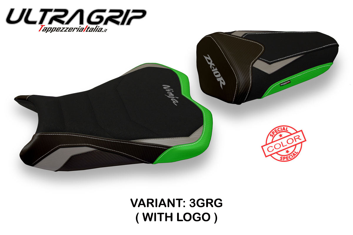 Tappezzeria Italia Kawasaki Ninja ZX10R 2008-2010 Seat Cover Ultragrip in Grey and Green