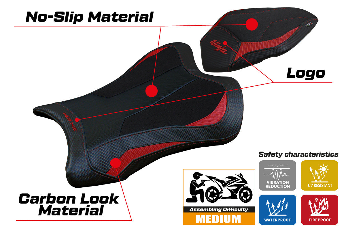 Tappezzeria Italia Kawasaki Ninja ZX10R 2021-2025 Seat Cover Ultragrip in Red and Black
