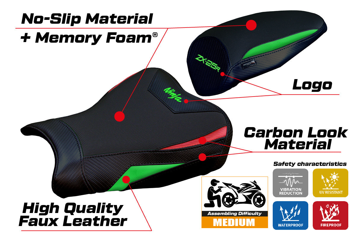 Tappezzeria Italia Kawasaki ZX25R 2020-2025 Seat Cover Comfort in Green and Red