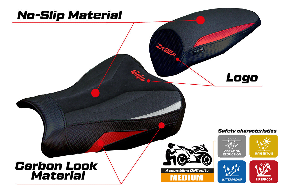 Tappezzeria Italia Kawasaki ZX25R 2020-2025 Seat Cover Ultragrip in Red and Silver