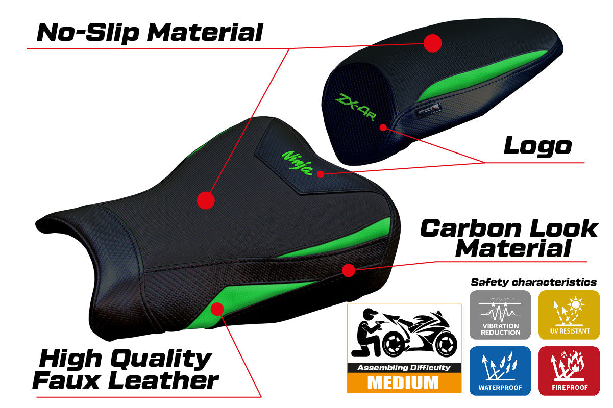 Tappezzeria Italia Kawasaki ZX4R 2023-2025 Seat Cover in Green and Black