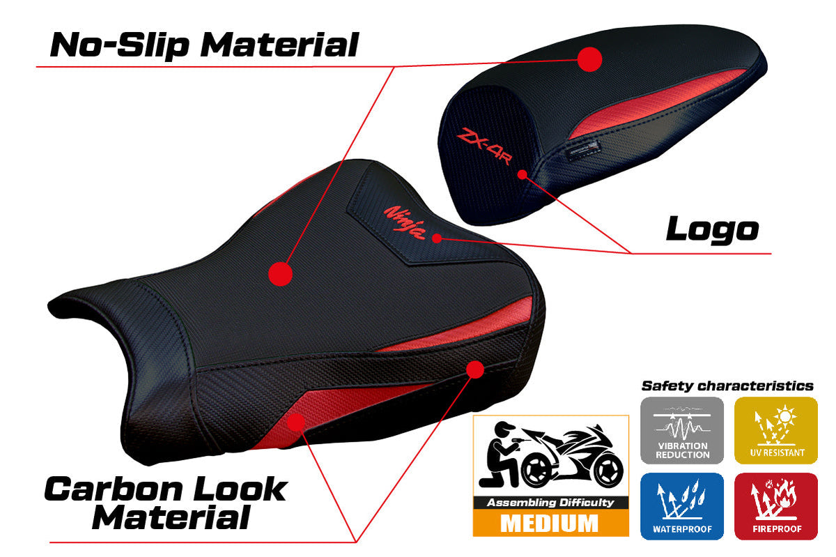 Tappezzeria Italia Kawasaki ZX4R 2023-2025 Seat Cover in Red and Black