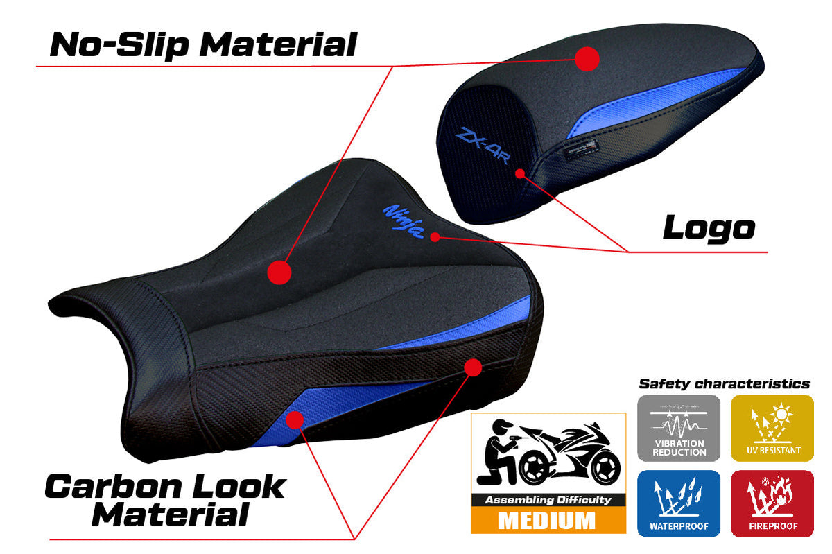 Tappezzeria Italia Kawasaki ZX4R 2023-2025 Seat Cover Ultragrip in Blue and Black