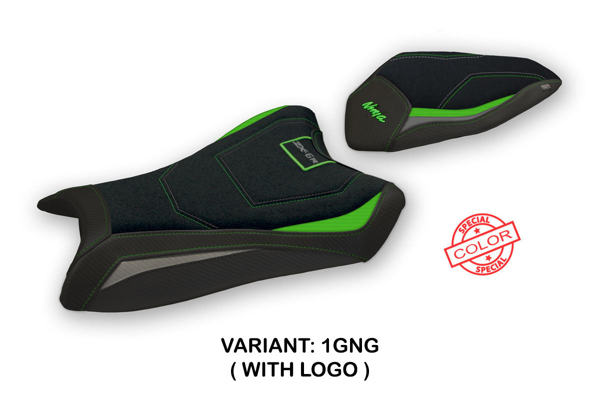 Tappezzeria Italia Kawasaki Ninja ZX6R 2019-2025 Seat Cover Ultragrip in Green and Grey