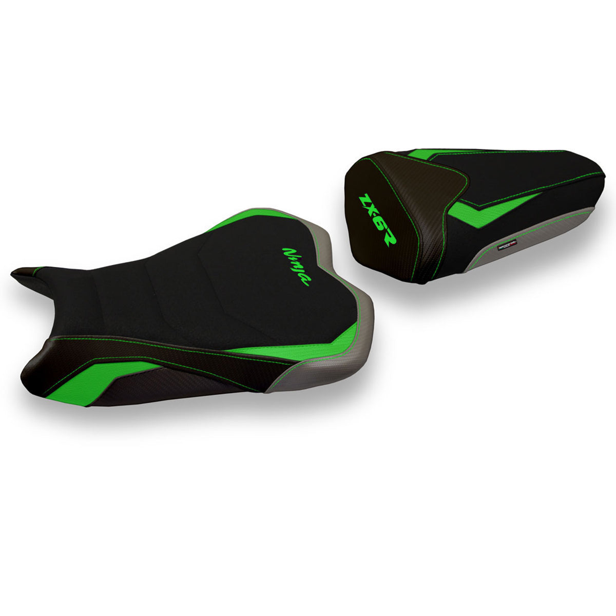 Tappezzeria Italia Kawasaki Ninja ZX6R 2013-2018 Seat Cover Ultragrip Green in Grey