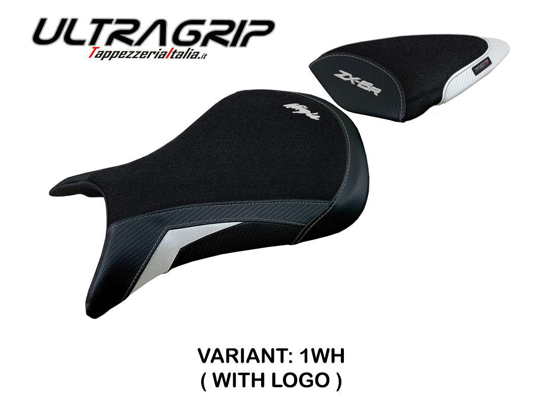 Tappezzeria Italia Kawasaki Ninja ZX6R 2005 2006 Seat Cover Ultragrip in White and Black