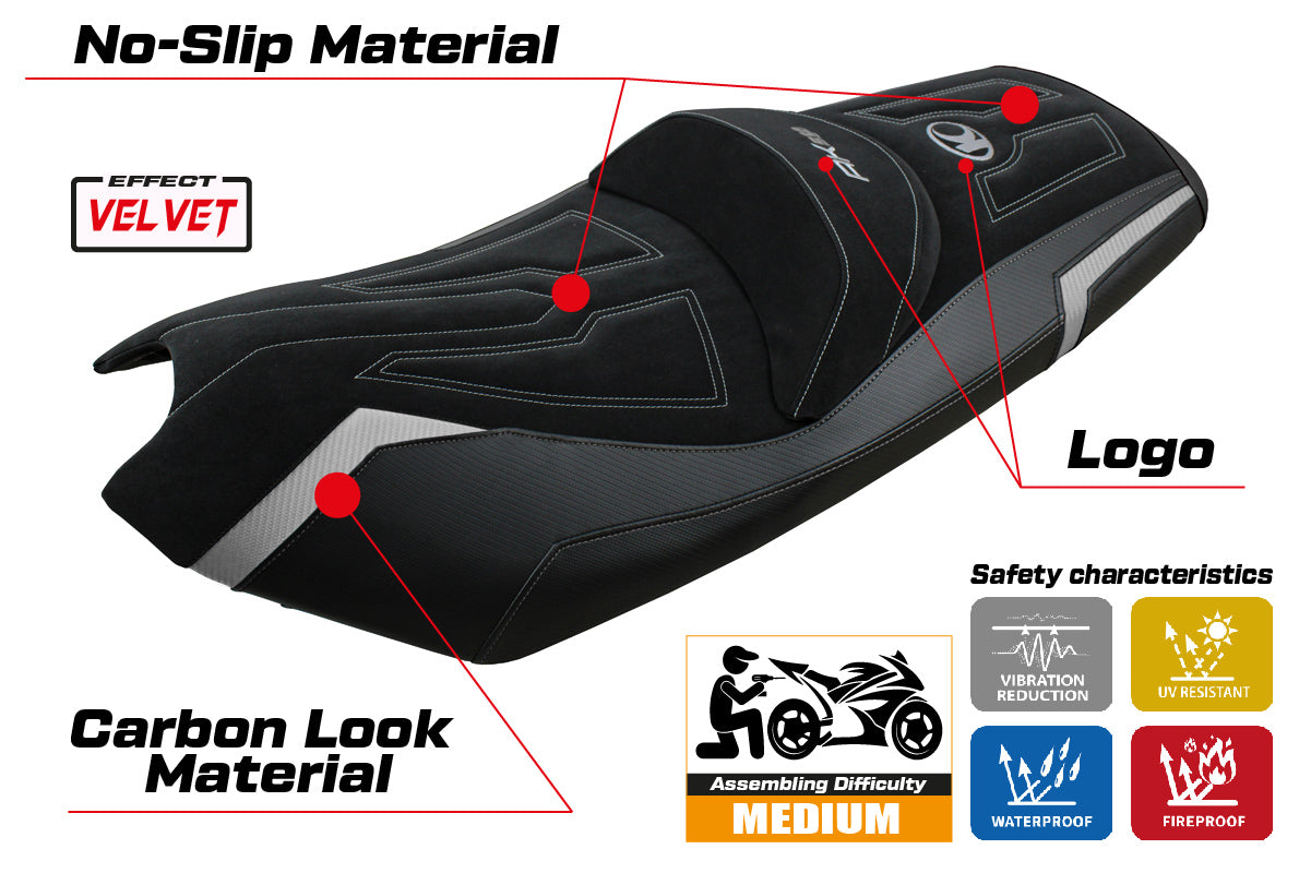 Tappezzeria Italia Kymco AK 550 2017-2024 Seat Cover in Silver and Black