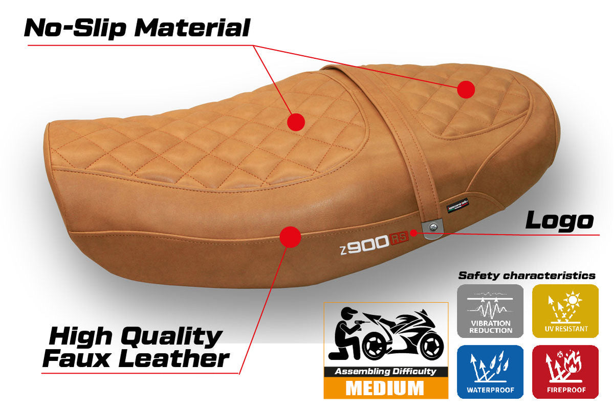 Tappezzeria Italia Kawasaki Z900RS 2018-2025 Seat Cover Leather Camel