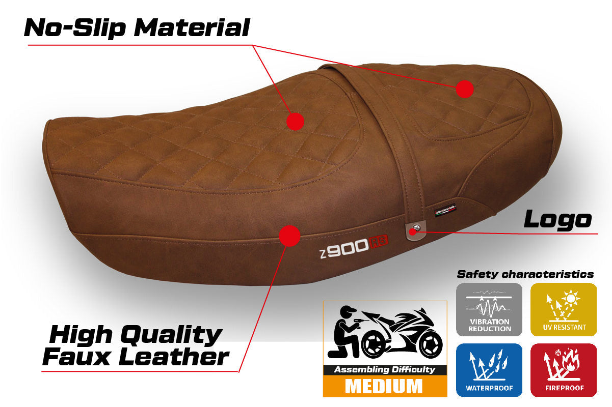 Tappezzeria Italia Kawasaki Z900RS 2018-2025 Seat Cover Leather Brown