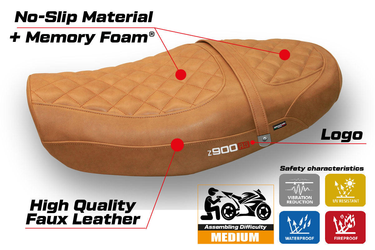 Tappezzeria Italia Kawasaki Z900RS 2018-2025 Seat Cover Comfort Leather Camel