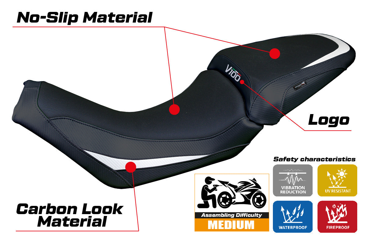 Tappezzeria Italia Moto Guzzi V100 Mandello 2022-2025 Seat Cover White Black