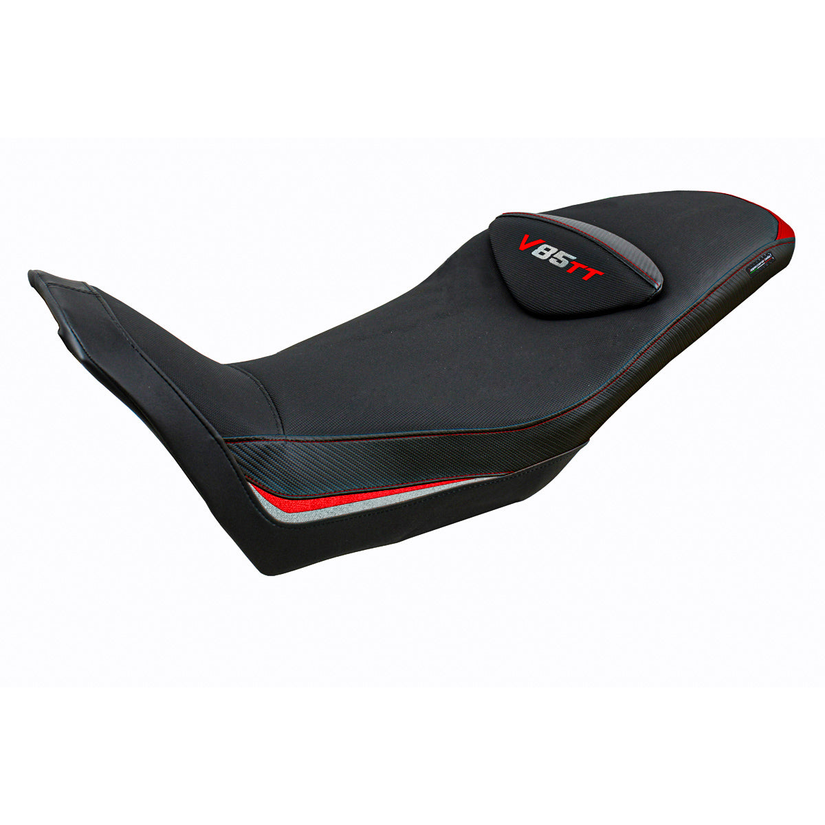 Tappezzeria Italia Moto Guzzi V85TT 2019-2025 Seat Cover in Red Silver and Black