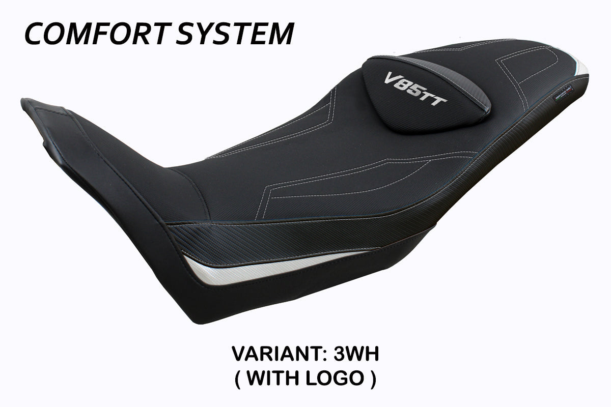 Tappezzeria Italia Moto Guzzi V85TT 2019-2025 Seat Cover Comfort in White and Black