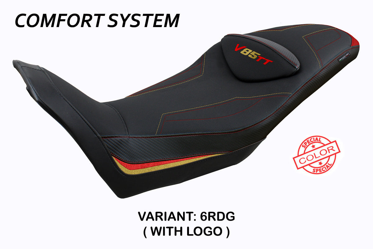 Tappezzeria Italia Moto Guzzi V85TT 2019-2025 Seat Cover Comfort in Red and Gold