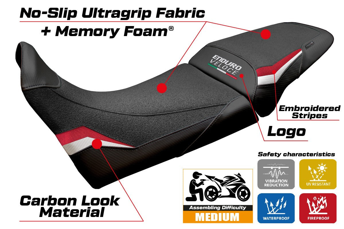Tappezzeria Italia MV Agusta Enduro Veloce 2024-2025 Seat Cover Comfort Grip White Red