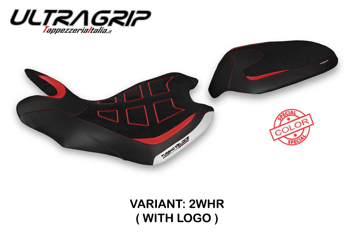 Tappezzeria Italia MV Agusta Turismo Veloce 2021-2025 Seat Cover Ultragrip in White in Red SE