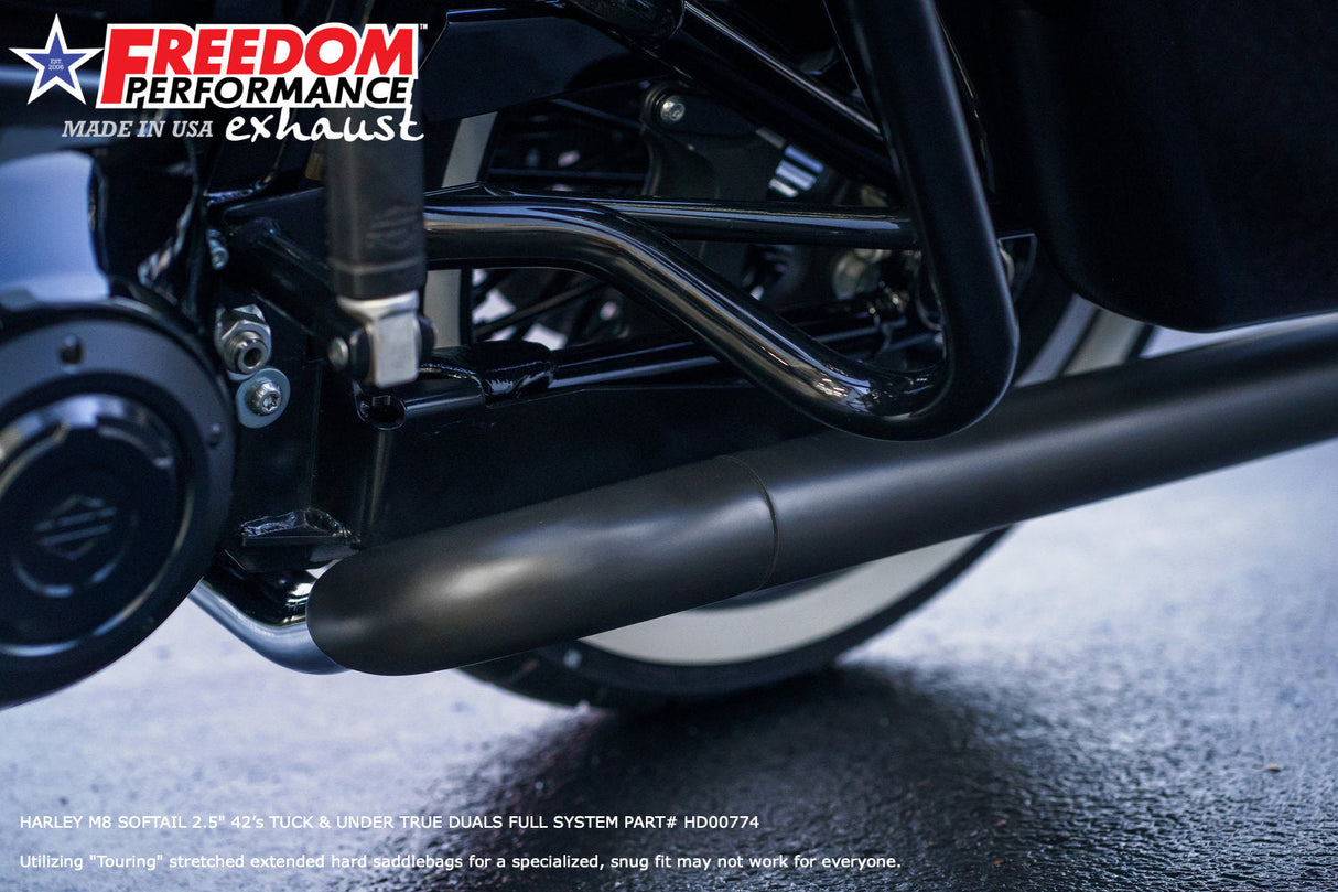 HARLEY M8 SOFTAIL 2.5" TUCK & UNDER TRUE DUALS FULL SYSTEM 2018-PRESENT BUNDLE *NOT FOR WIDE TIRE BIKES