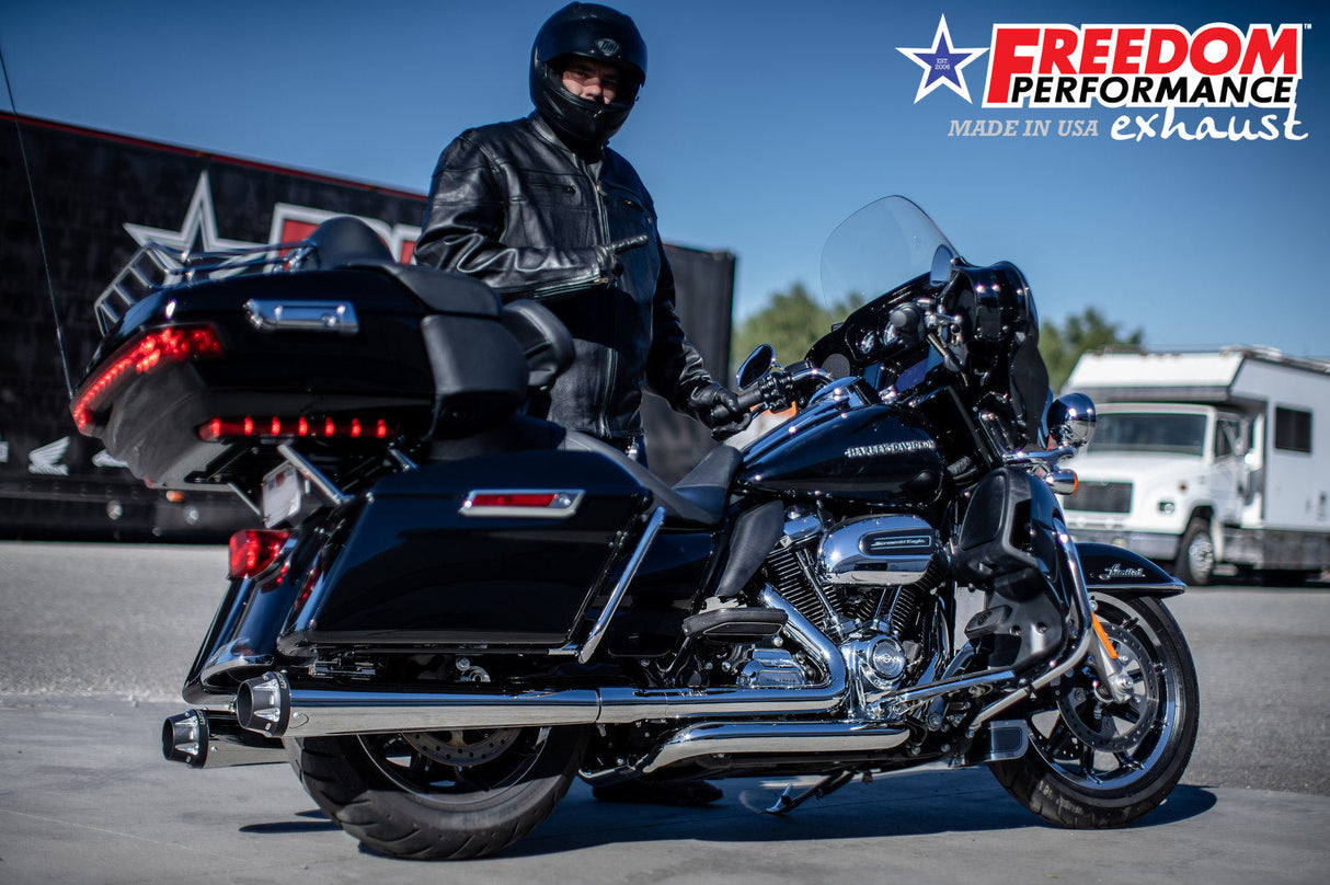 HARLEY TOURING AMERICAN OUTLAW & COMBAT FLUTED 4.5" MEGAPHONE SLIP-ONS BUNDLE 1995-PRESENT