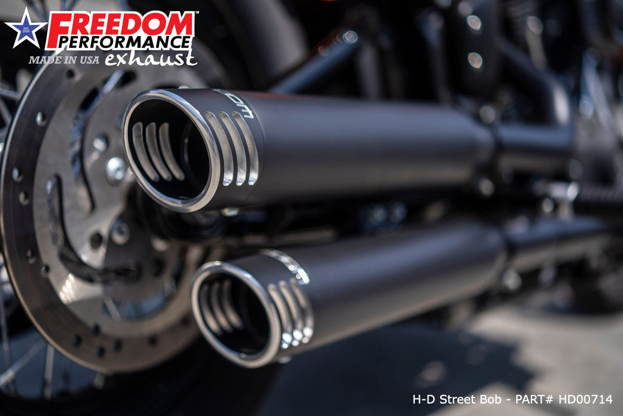 HARLEY SOFTAIL/M8 WIDE TIRE STANDARD, LOW RIDER, SLIM, FAT BOY, BREAKOUT & STREET BOB 3.25" SLIP-ONS
