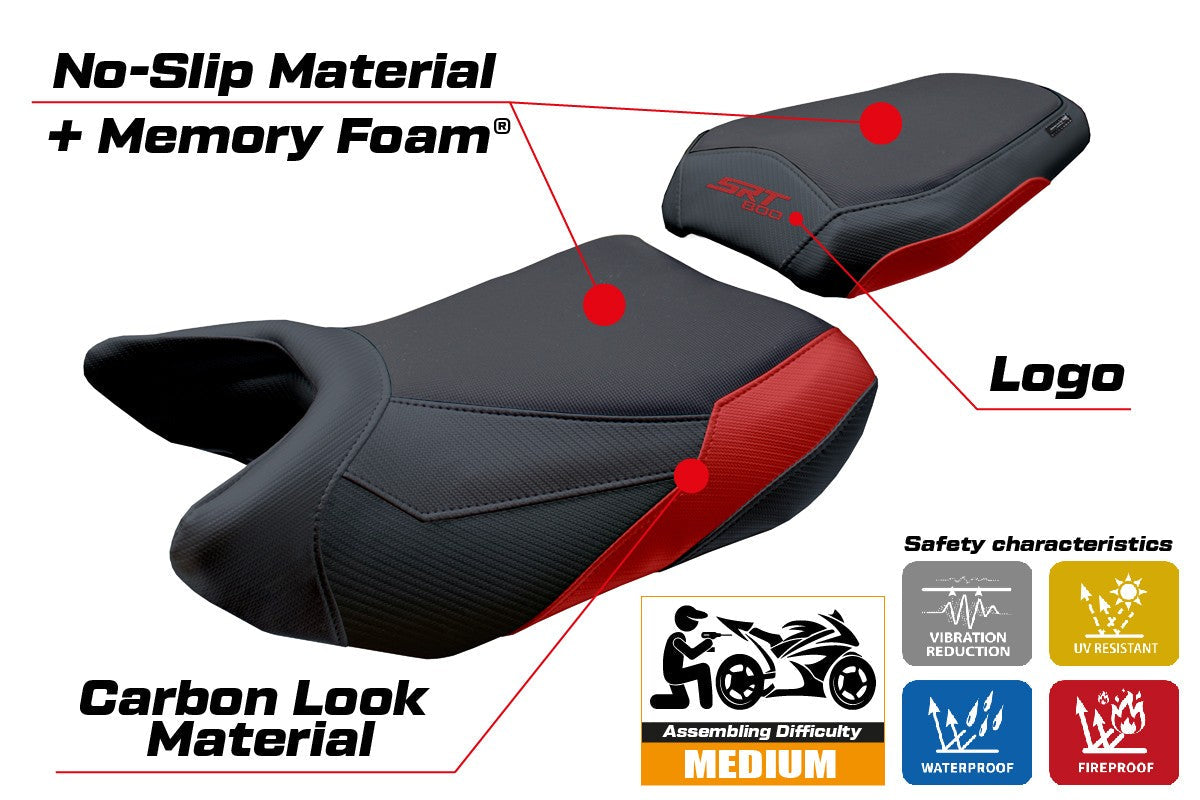 Tappezzeria Italia QJ Motor SRT 800 X / S / SX 2023-2025 Seat Cover Comfort Red Black