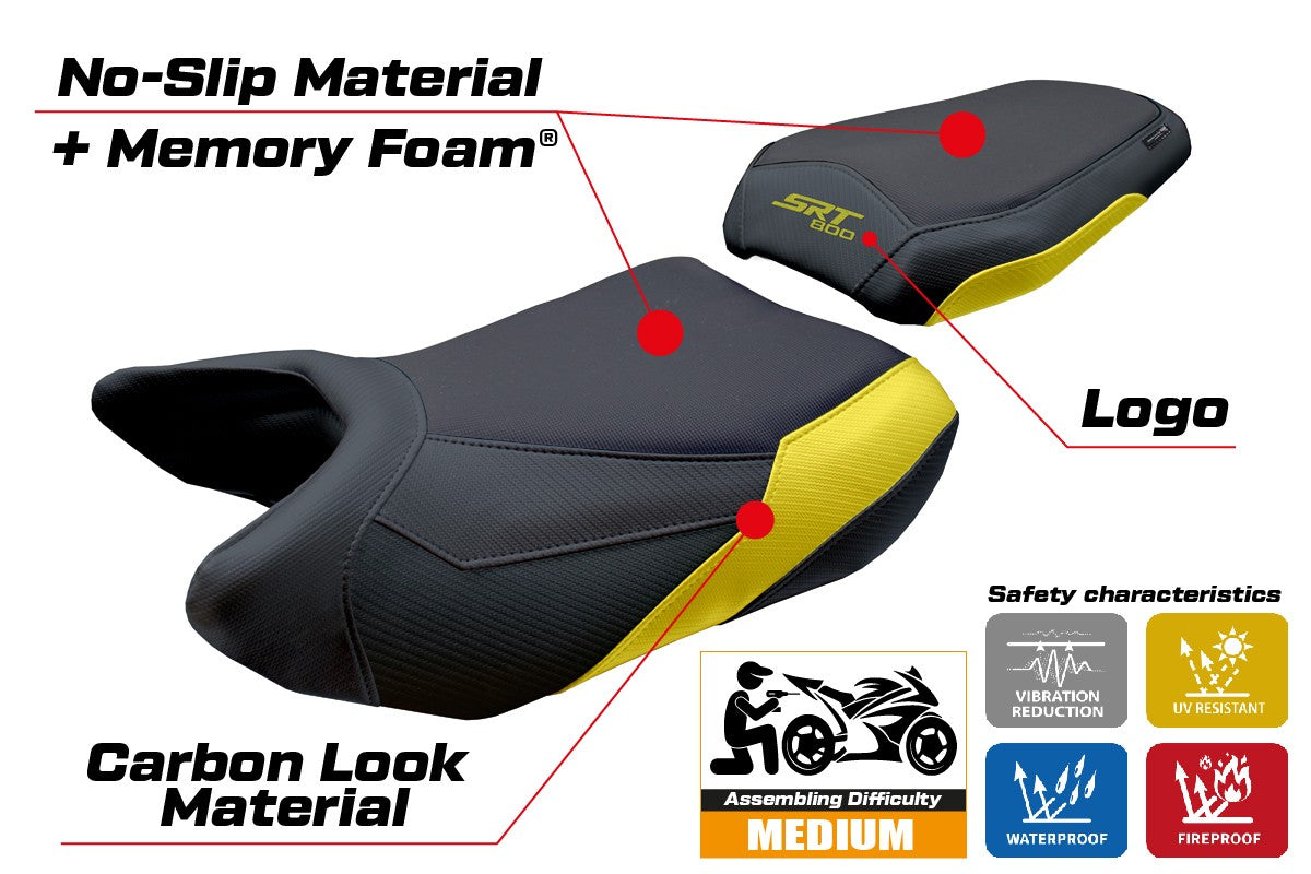 Tappezzeria Italia QJ Motor SRT 800 X / S / SX 2023-2025 Seat Cover Comfort Yellow Blk