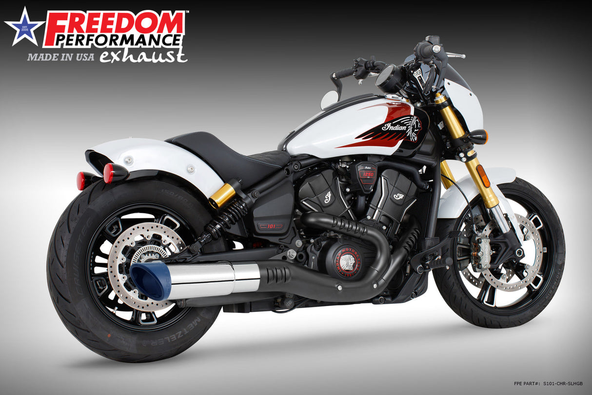 INDIAN 2025 SCOUT 101-CLASSIC-SUPER-SPORT-BOBBER 4.5" 2-STEP SLIP-ON BUNDLE (2025 SCOUTS ONLY)