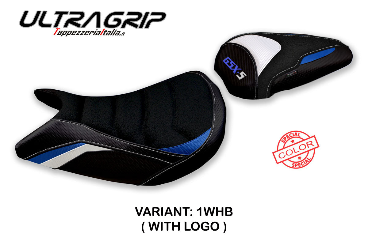 Tappezzeria Italia Suzuki GSXS 1000 2021-2025 Seat Cover Ultragrip in White and Blue
