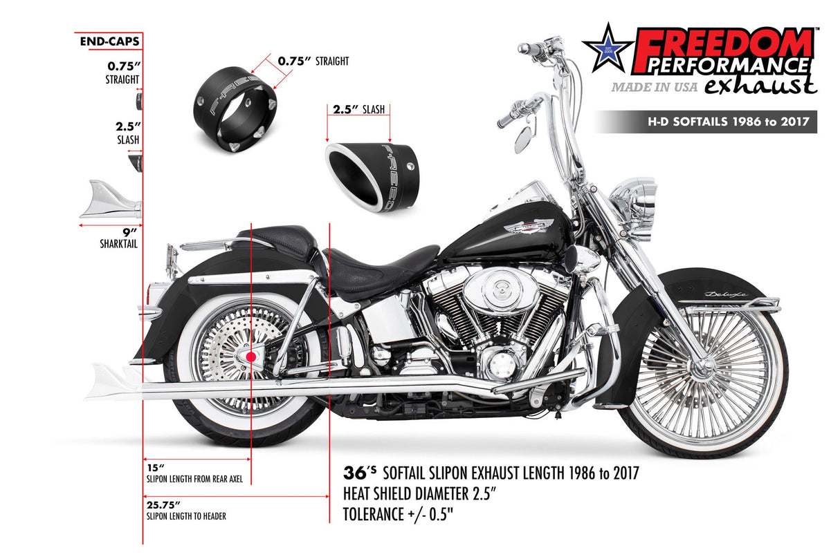 HARLEY SOFTAIL 2.5" CLASSIC SLIP-ONS 1997-2017 *FITS FREEDOM HEADERS ONLY*