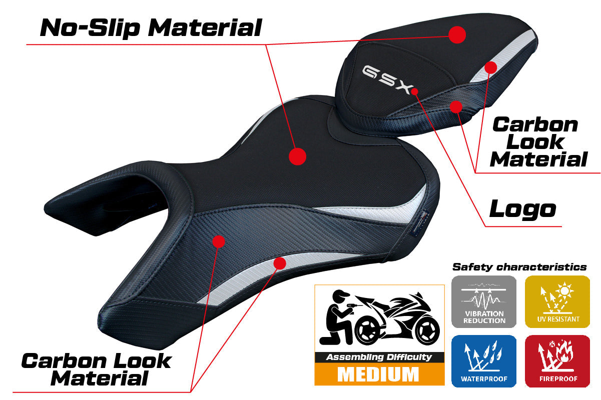 Tappezzeria Italia Suzuki GSX 8S-8R 2023-2025 Seat Cover in White and Black