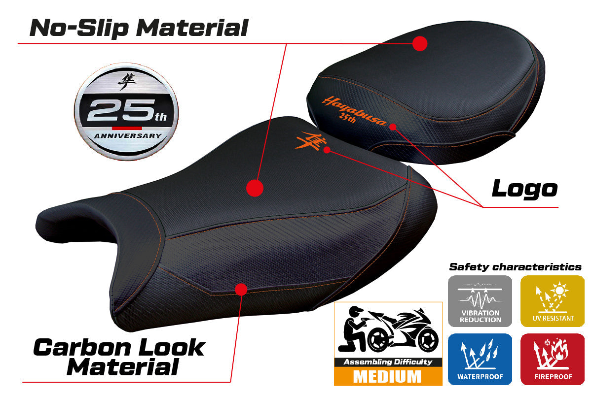 Tappezzeria Italia Suzuki GSX 1300 R Hayabusa 2021-2025 Seat Cover Black Orange