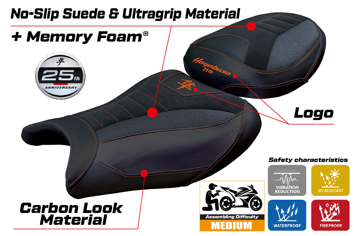 Tappezzeria Italia Suzuki GSX 1300 R Hayabusa 2021-2025 Seat Cover Comfort Grip Orange