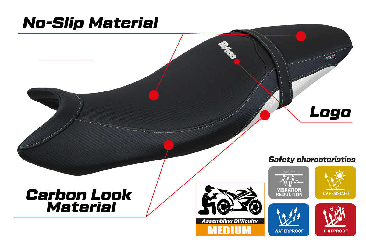 Tappezzeria Italia Suzuki SV650 2016-2025 Seat Cover in White and Black