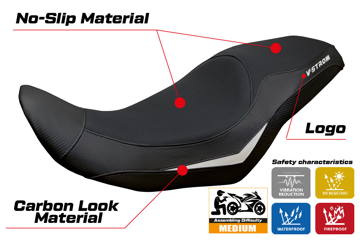 Tappezzeria Italia Suzuki Vstrom 800 DE SE 2023-2025 Seat Cover in Black and White