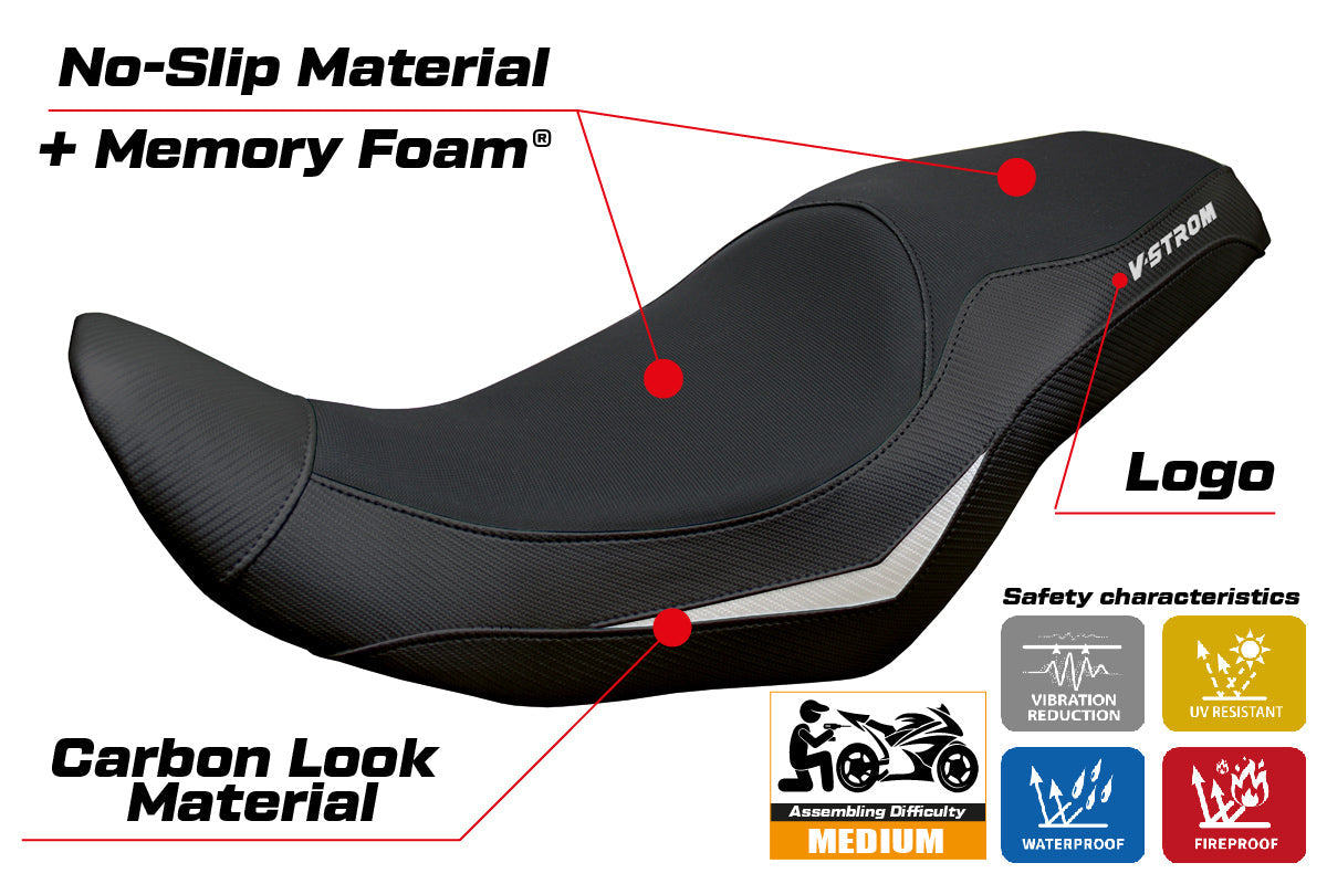 Tappezzeria Italia Suzuki V-Strom 800 DE SE 2023-2025 Seat Cover Comfort Black White