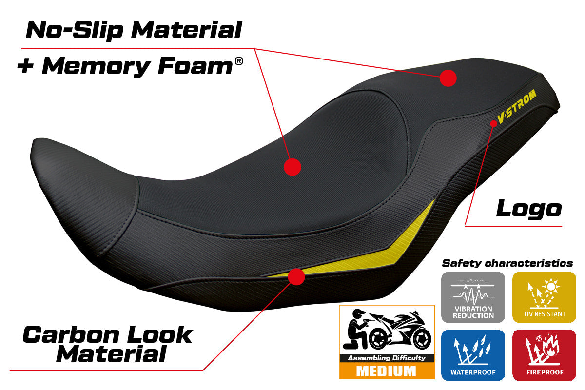 Tappezzeria Italia Suzuki V-Strom 800 DE SE 2023-2025 Seat Cover Comfort Black Yellow