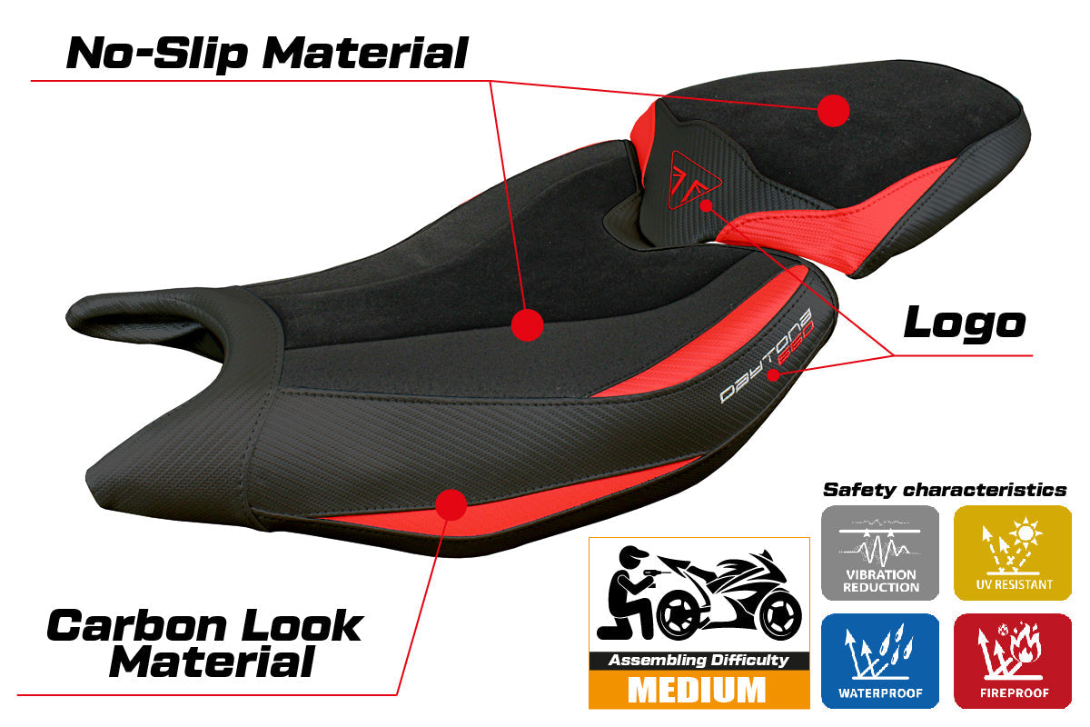 Tappezzeria Italia Triumph Daytona 660 2024-2025 Seat Cover Ultragrip Red Black