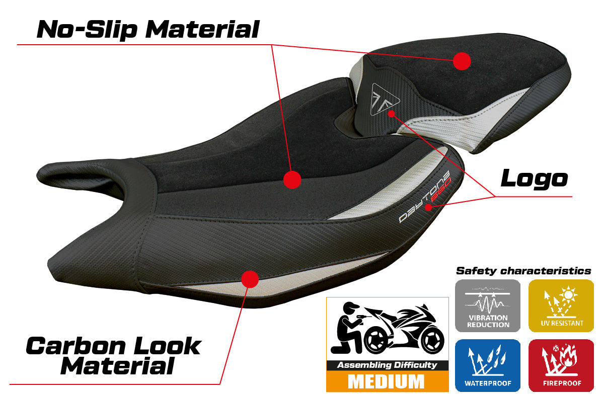 Tappezzeria Italia Triumph Daytona 660 2024-2025 Seat Cover Ultragrip Silver Black