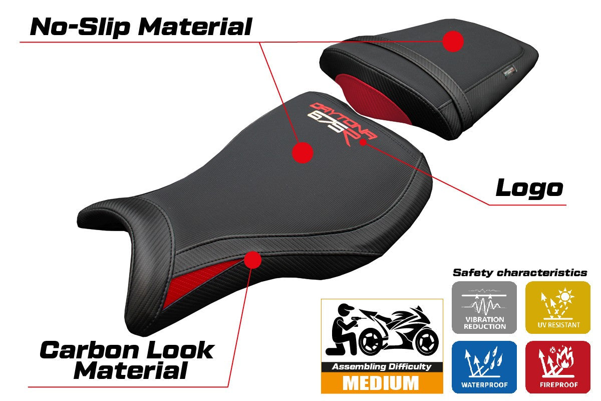 Tappezzeria Italia Triumph Daytona 675R 2006-2009 2010 2011 2012 Seat Cover Red Black
