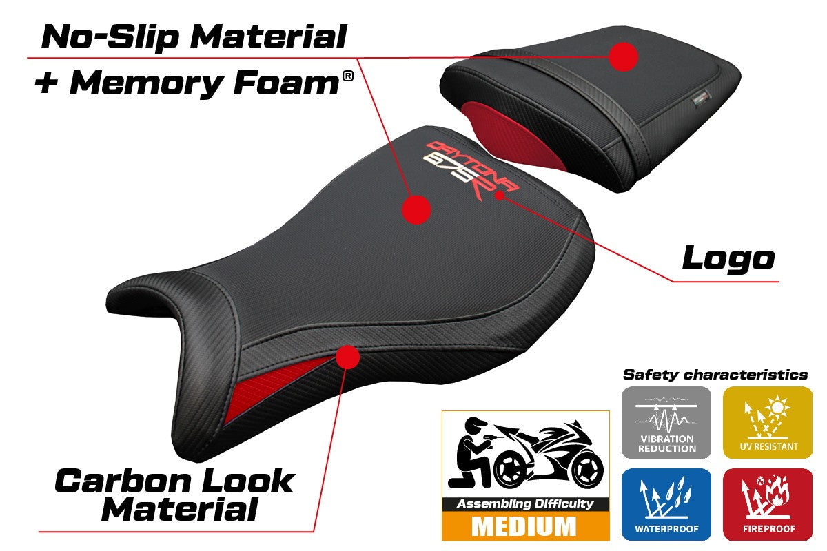 Tappezzeria Italia Triumph Daytona 675R 2006-2011 2012 Seat Cover Comfort Red Black