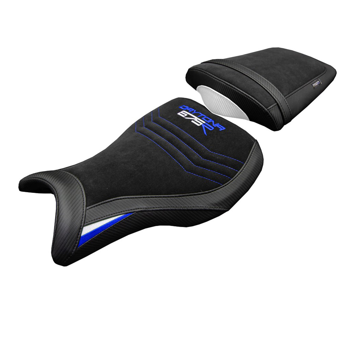 Tappezzeria Italia Triumph Daytona 675R 2006-2012 Seat Cover Velvet White Blue Black