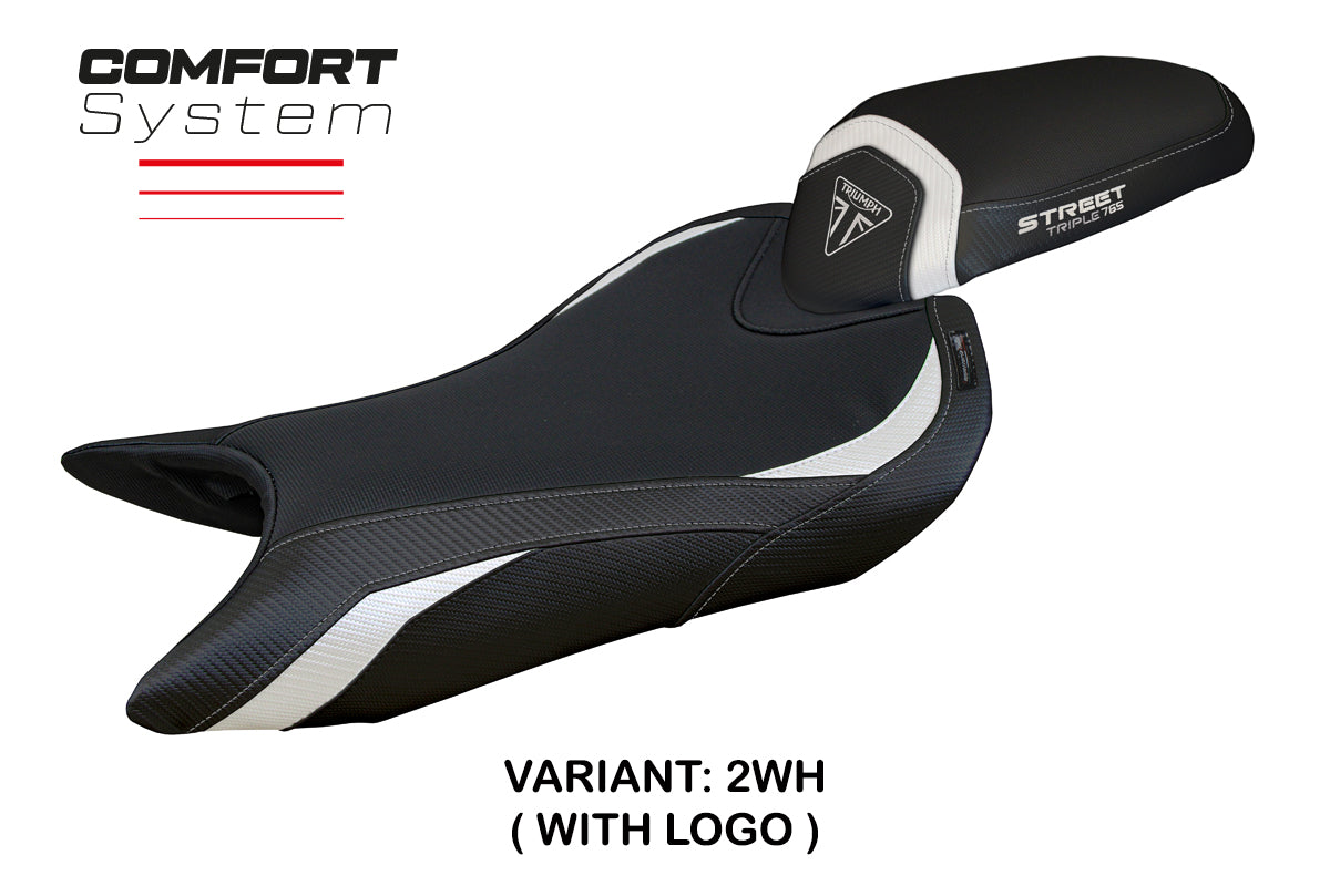 Tappezzeria Italia Triumph Street Triple 765 2023-2025 Seat Cover Comfort in White and Black